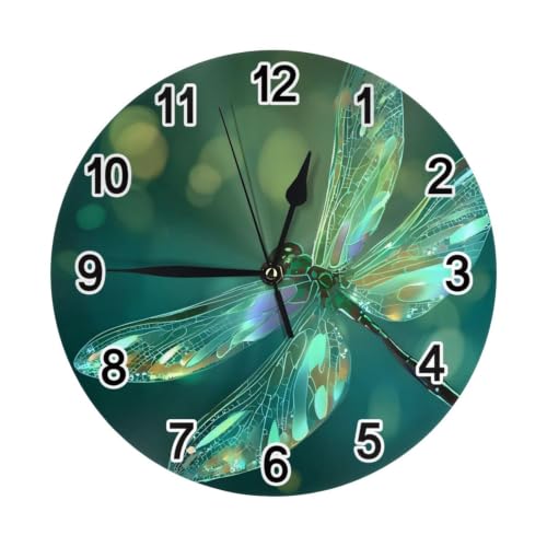 Dragonfly 10 Inch Silent Wall Clock Non Ticking Pvc Board Clock,A-1508
