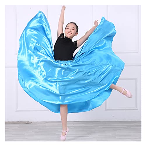 Jupe de Danse du Ventre 10Colors Costumes de Danse du Ventre for Enfants for Enfants Jupe de Satin de Danse au Ventre Ceinture de Danse (Color : Blue, Size : 90-110cm Height) Cover