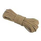 Rebower Cuerda Cuerda de Paracaídas 550 15m, Cuerda Delgada De Nylon Cuerda de Paracaídas 4mm con Núcleo De 7 Hebras [para Equipo De Camping Y Exteriores De Tienda] - Marrón Claro