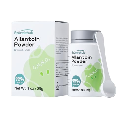 Sturelehub 1 oz Allantoin Powder 99.9% Purity, Cosmetic Grade, DIY Allantoin Emulsion, Cream, Lotion, Masks, Allantoin Helps to Hydrate and Moisturize The Skin