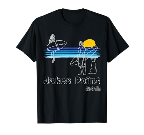 Jakes Point Australia, Surfing Beach Surf Guy with Dog T-Shirt