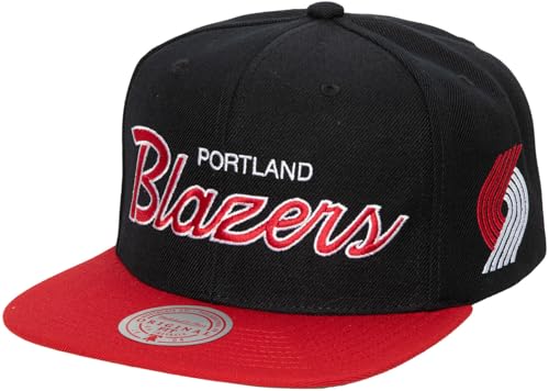 Mitchell & Ness - Portland Trail Blazers Mens Team Script 2.0 HWC Snapback Hat, Color Black, Size: O/S