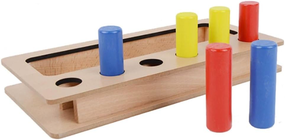 Montessori Teaching Aids Early Education Toys Sensory Tri-Color Round Cylinder Storage Box Intelligence Training