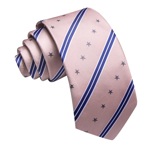 Image of Barry.Wang Silk Men Ties Formal Stripes Necktie and Tie Clip for Wedding Party Business Fashion Classic