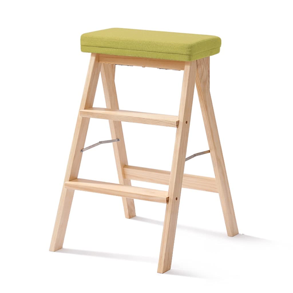 Taburete de escalera de 3 peldaños plegable con plataforma ancha y cojín de apoyo para cocina