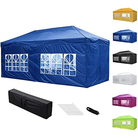 Instahibit 10x20 FT Pop Up Outdoor Canopy Wedding Party Tent Folding Enclosed Canopy with Sidewalls Carry Bag Navy Cover
