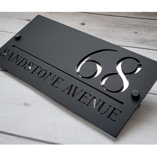 Plaque De Maison Personnalisée,3d Découpe Laser Moderne Brossée Numéro De Maison Extérieur,plaque De Maison Adresse Personnalisée Numéro De Porte De Maison Et Nom...