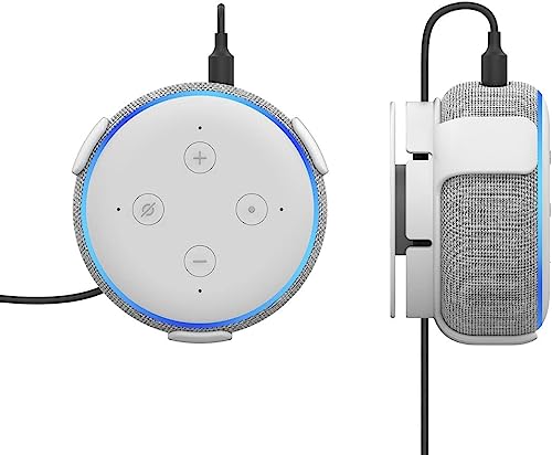 Soporte de pared PT62-E para Echo Dot 3 blanco que evita caídas de altavoces y cables sueltos 4