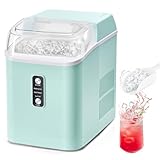 NEWBULIG Nugget Ice Makers Countertop, Portable Nugget Ice Machine, Ready in 6 Mins, 24lbs in 24Hrs, Auto-Cleaning, with Basket and Scoop, for Home, Kitchen, RV, Camping, Green