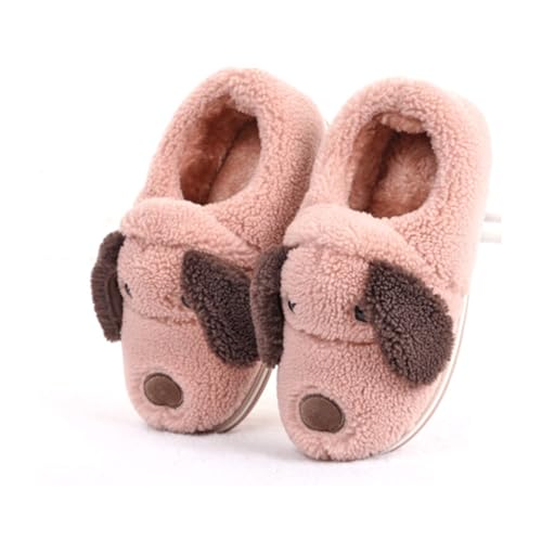 HADECOLL Pantoufles Mignonnes pour Chien， Pantoufles pour Femme， Pantoufles moelleuses en 3D， Pantoufles en Peluche pour Animaux， Pantoufles en Polaire Chaudes pour，Pink-36-37