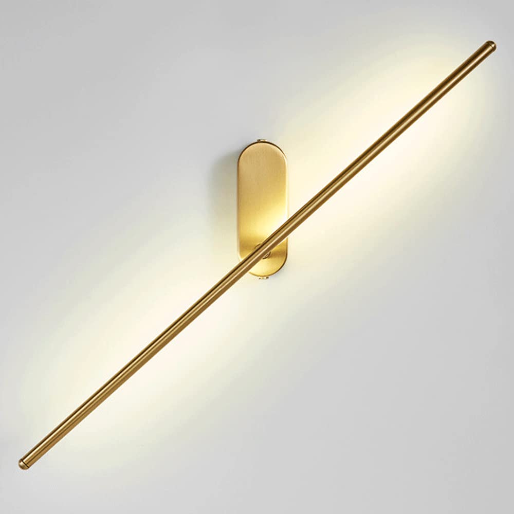 SMCCYYSD Wall Lamp, 10W Led Long Strip Light, 360° Adjustable Sconce Simple Golden Industrial Lighting, Copper Lamp Body + Ceramic Lampshade Lights For Living