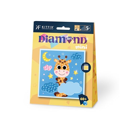 Kitfix - Diamond Art Mini Dreamy Giraffe - Big Diamonds - Diamond Painting for Children 5+ - 12,5 x 12,5cm - for Girls and Boys - 2504