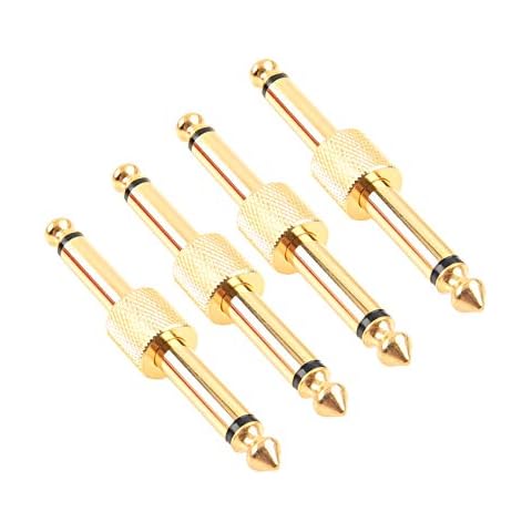 Devinal Professional Guitar Pedal Coupler, 1/4 inch TS Guitar Effects Pedal to Pedal Connector Straight Type, Gold Planted (4 Pack) Cover