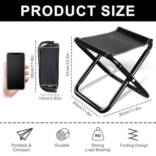 YuLiMirich Klapphocker Campinghocker 200kg (440lbs) - 30cm Camping Hocker, Tragbarer Klapphocker Faltbar mit Aufbewahrungstasche, Hocker Klappb für Angeln, Reisen, Garten, Strand, Wandern, Grillen