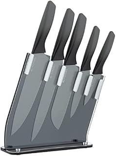 Viners Twilight Knife Block Gift Box | 5 Kitchen Knives Set & Knife Holder with a 10 Year Guarantee | Two Tone Black & Grey, 6 Piece, Stainless Steel