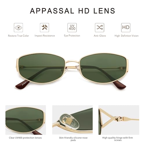 Retro Oval Sunglasses For Women Men Hexagonal Rectangle Metal Frame Sun Glasses AP3625
