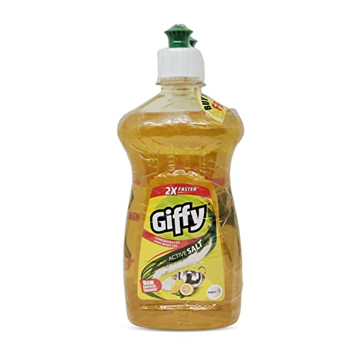 Image of Giffy Dish Wash Gel - Lemon and Active Salt, 500ml Bottle