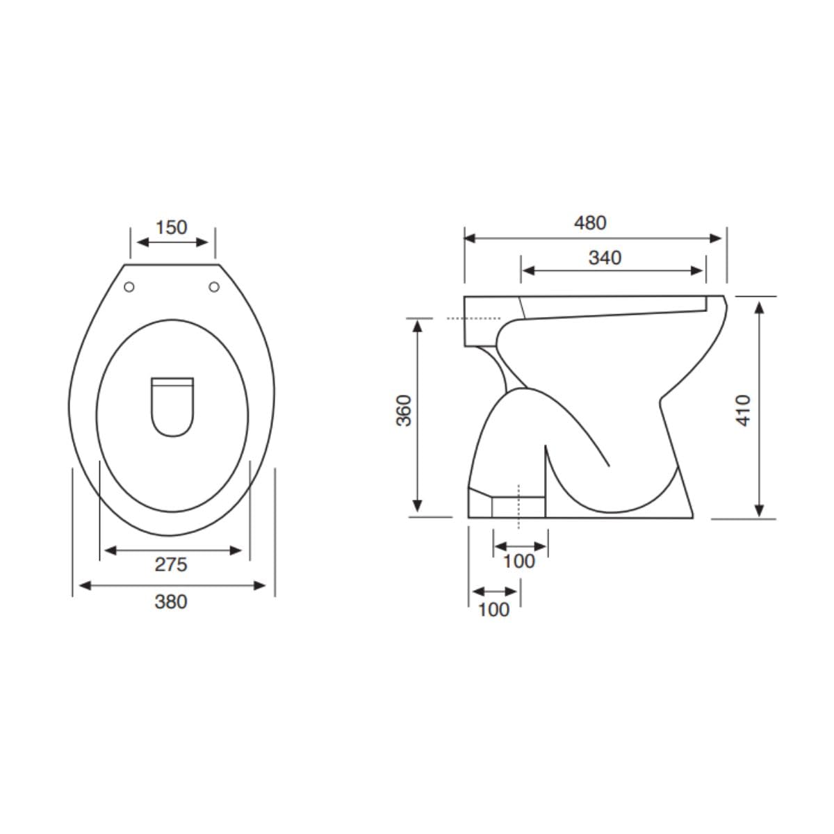 Vaso WC a Terra in Ceramica Champagne Elite con Scarico a Pavimento