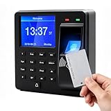Zeiterfassung für Kleinbetriebe, Stempeluhr Zeiterfassungsgerät mit Fingerabdruck, Passwort und ID(15ID-Karten inklusive), Arbeitszeiterfassung mit USB-Export, Keine monatlichen Gebühren