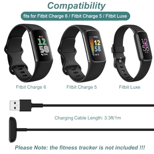 Image of Kissmart for Fitbit Alta HR Charger 2PCS (55cm /1.8ft), Repalcement Charging Cable Cord Charger for Fitbit Alta HR (2PCS - 55cm /1.8ft)