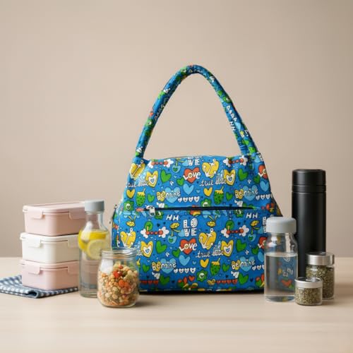 Image of ENSAC Lunch Bag Office Tiffin Bags for Men, Women, School, Tiffin Pouch Bag, Hot & Cold Reusable Lunch Box Bags with Double Handle, Zip Bags