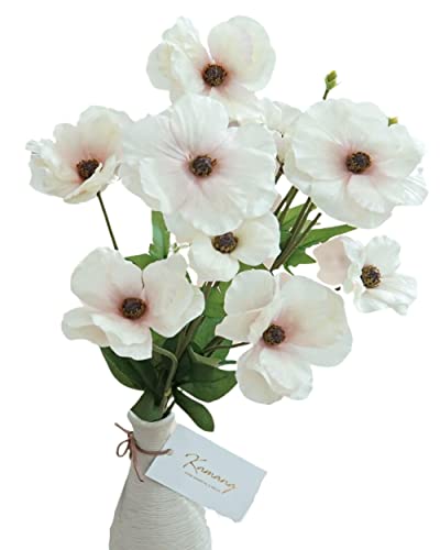 Kamang Ranunculus Flowers White Silk Flower (3 Stems) For Home Decor And Wedding. Artificial Flower For White Spring Decor. Floral Arrangement And Table Centerpiece. White Silk Flowers (White) #TOP14