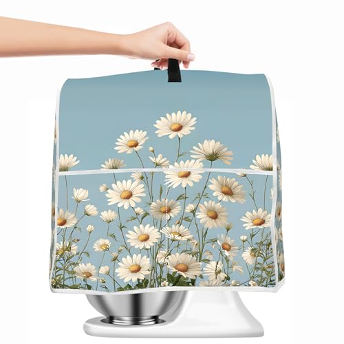 Image of Kitchen Dust Cover Compatible with 4.5 5 6 8 quart Stand Mixer, Kitchen Appliance Protective Covers with Top Handle and Pocket (Coneflower, For All 6-8 qt Mixer)