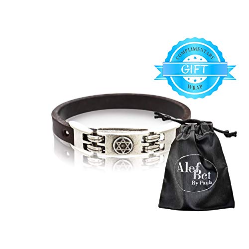 Brown Leather Jewish Star Of David Bracelet For Men And Women #TOP5