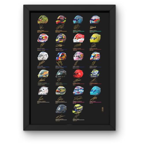 Lap Legends All Drivers Helmet Collection 2026 Framed Display Gift with Reproduced Digital Signature