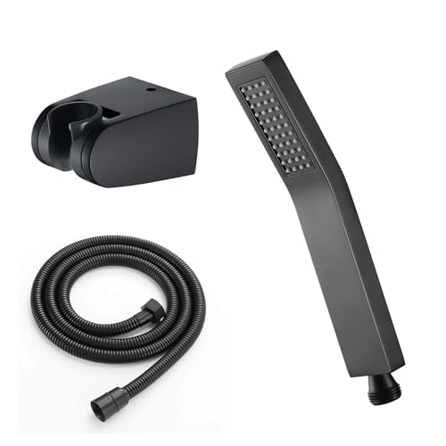 Noir Pommeau de Douche avec Tuyau Douchette à Main Economie D'eau Laiton Pomme de Douche à Main Anti Calcaire Tête de Douche avec Sortie d'eau en Silicone