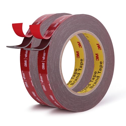 Image of Double Sided Tape Heavy Duty Mounting Tape 1 /2 inch x 18Ft Made of 3M 4611F Gray Strong Adhesive Waterproof Foam Tape for Home Office Car Decorative Materials and Trims (Pack of 2)