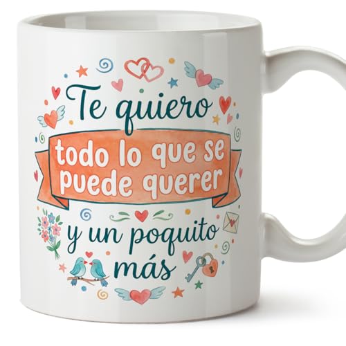MUGFFINS taza regalo novia y novio con frase Te quiero todo lo que se puede querer y más en Español | aniversario, regalos San Valentín, novio, novia, cumpleaños, romántico, amor | enamorados v1 MUGFFINS taza regalo novia y novio con frase Te quiero todo lo que se puede querer y más en Español | aniversario, regalos San Valentín, novio, novia, cumpleaños, romántico, amor | enamorados v1