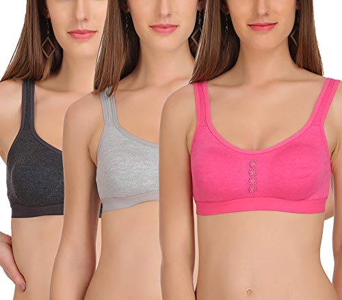 Image of FIMS - Fashion is my style Women's Lycra & Cotton Non Padded Non-Wired Sports Bra (Pack of 3)