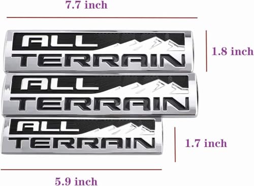 Image of Set 3 Pcs All Terrain Door Tailgate Letter Nameplate Emblem 3D Badge Replacement for All Terrain (Silver Black)