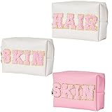 Burskit Preppy Patch Hair Portable Makeup Bag Bulk Pu Leather Cosmetic Bag Waterproof Travel Organiz