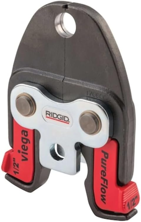 RIDGID 17008 Mordaza Pureflow de 1/2" para herramientas de prensa de serie compacta, mordaza de herramienta de prensa liviana y compacta para conexiones de prensa de tubería PEX de 1/2"
