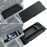 Center Console Organizer Cover for Ford F150 Accessories 2021-2024 2025 & Lightning XLT 2022 2023 2024 Middle Console Secret Pocket Lid Interior Hidden Storage Compartment Tray with USB Holes, 2PCS