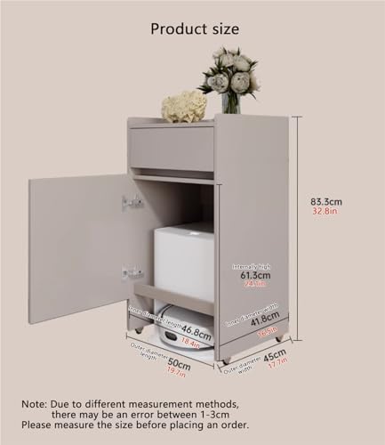 Mobile Sweeper Robot Storage Cabinet with Wheels - Narrow Corner Stand for Robot Vacuum, Freestanding Wood Rack, Space-Saver Shelf for Home & Office (White)