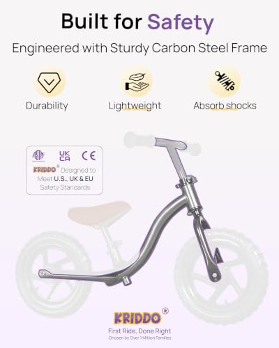 Image of KRIDDO Toddler Balance Bike 2 Year Old, Age 24 Months to 5 Years Old, Early Learning Interactive Push Bicycle with Steady Balancing, Gift Bike for 2-5 Boys Girls, White