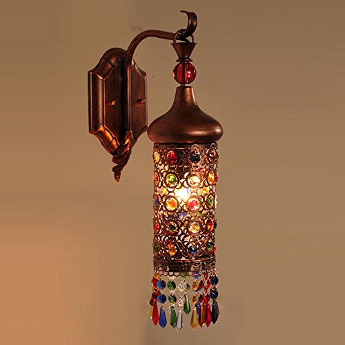 Applique murale bohème rouge bronze à tête unique pour couloir et chambre