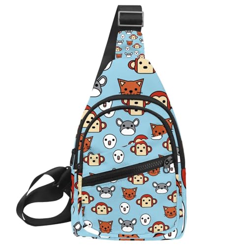 Sac à bandoulière motif animaux homme et sac à dos sling imperméable multicolore léger