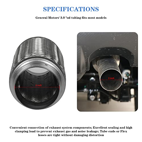 Image of Exhaust Flex Pipe 3 inchx8 inch Heavy Duty Stainless Steel 8 inch OL | RK7522, RP Remarkable Power