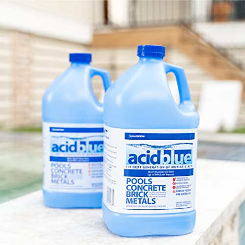 Acid Blue Muriatic Acid By Cpdi - Swimming Pool Ph Reducer Balancer | Buffered, Low-Fume - 2 Pack (2 Gallons) #TOP2