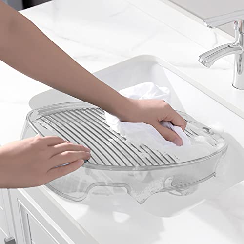 figatia Tábua de Lavar, Tábua de Lavar Portátil Transparente para Roupas íntimas para Lavar, Branco