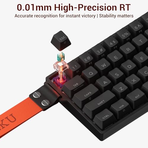 Image of Hexgears HK-K22 65% Gaming Keyboard Wired,Hall Effect Magnetic Switch Keyboard with Adjustable Actuation,Fast Trigger Mode,8KHz Polling Rate,0.125ms Latency,Shinethrough PBT Keycaps, RGB Backlit-Black
