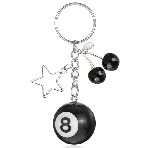 8 Ball Keychain, Aesthetic Keychain Bag Charms with Key Ring Decor for Bag, Purse, Car Keys, Handbags
