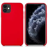 THBY Cover iPhone 11, Custodia Antiurto Gomma Gel Silicio Liquido con Fodera Microfibra Morbida Silicone Case Protettiva Cover per Apple iPhone 11. (6.1 inch,Rosso)