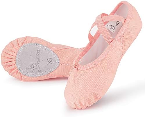 Soudittur Ballettschuhe Mädchen Ballettschläppchen Trainings Tanzschuhe Gymnastikschuhe Yogaschuhe Geteilte Ledersohle für Kinder und Erwachsene in Größen 23-44