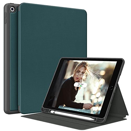 Supveco iPad 10.2 Case with Pencil Holder, iPad 9th Generation 2021/ iPad 8th Generation 2020/iPad 7th Generation 2019, Premium Shockproof Stand Folio Case Smart iPad Cover(Teal)