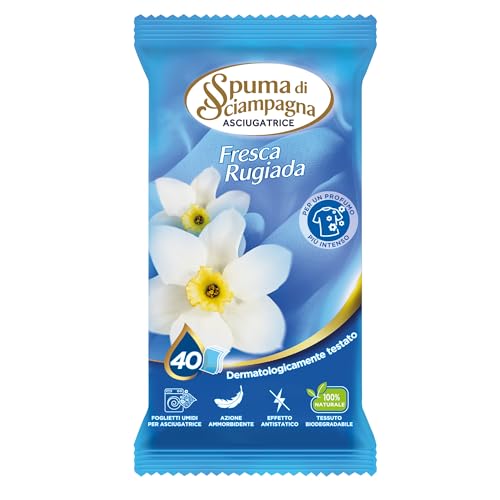 Spuma di Sciampagna Foglietti Umidi Asciugatrice, 40 Pz